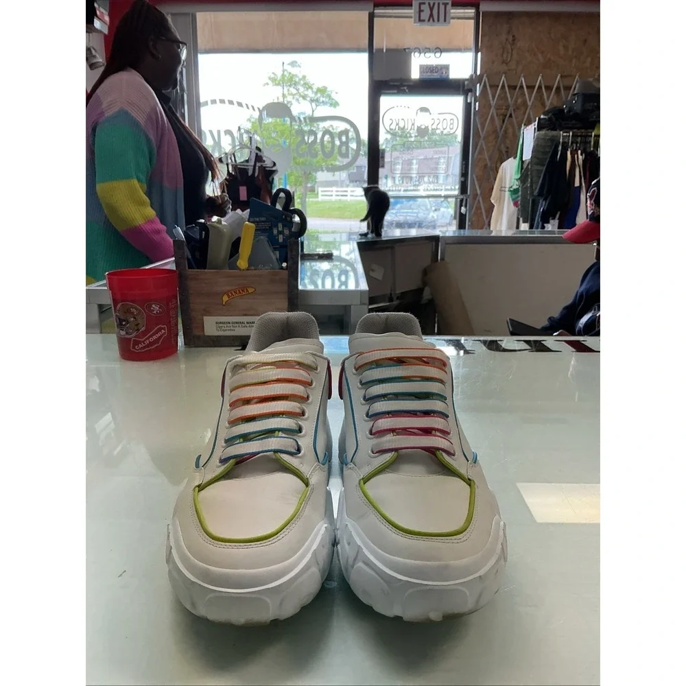 Alexander McQueen Court Trainer White Multi Sneaker 676691-WIA9P-9035 Size 40.5